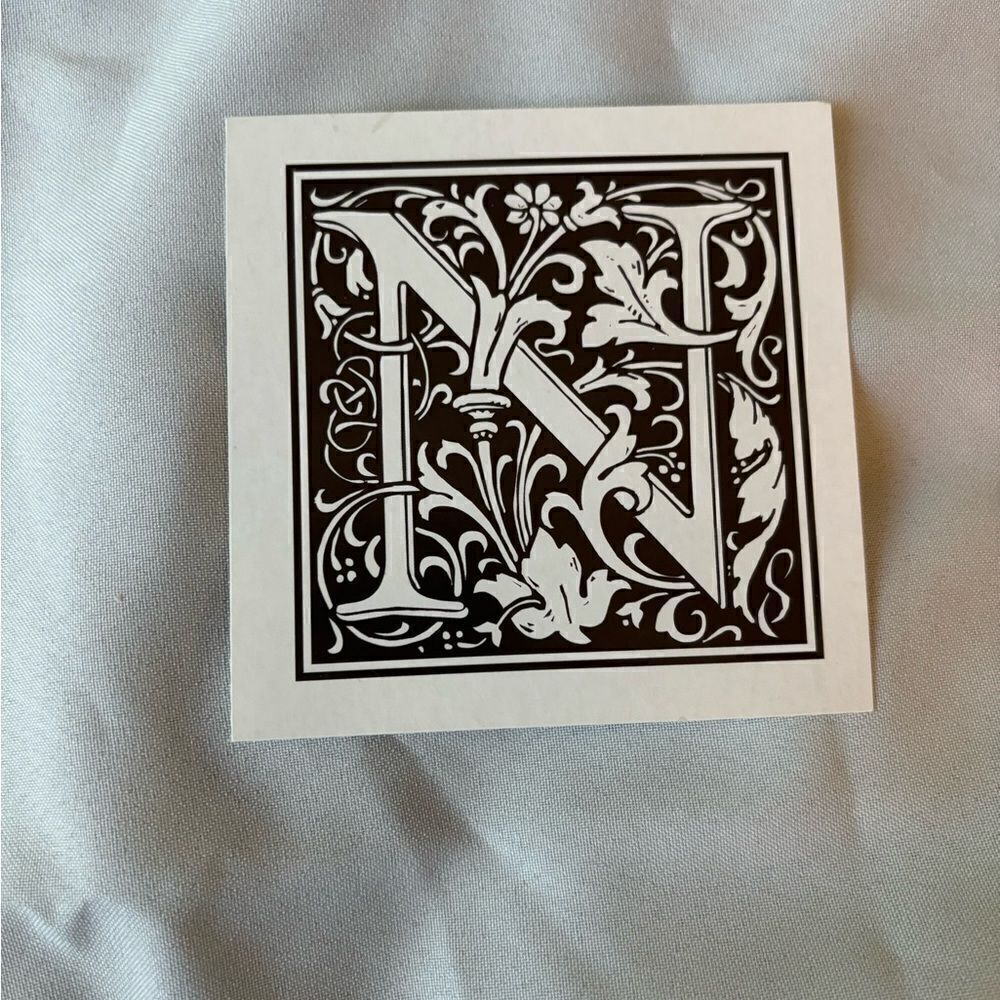 ⚡️💵🧨🎲 4.5” NEW! “N” Square Monogram Letter Print Ready to be Framed